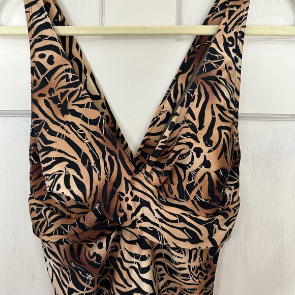 Speedo Leopard Print Halter Style One Piece Swimsuit Wrap Twist Front Womens 18 - Picture 7 of 13